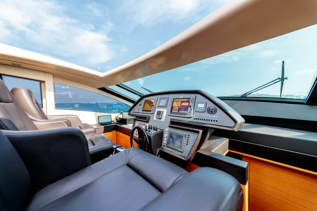 Interior shot of the control room of the boat