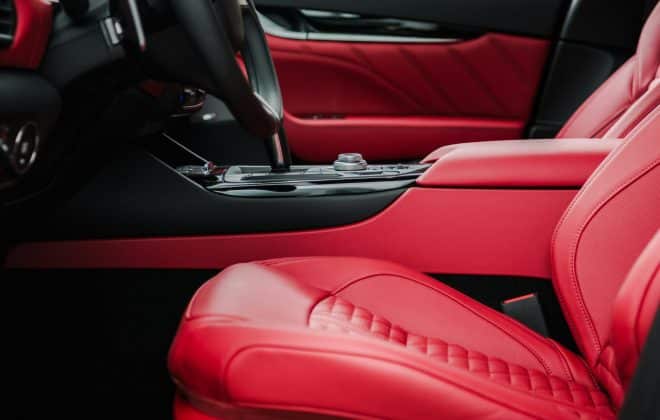 Luxury Red Leather Car Interior Finishing